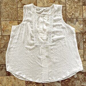 Daniel Rainn WHITE Sheer Swiss Dot Crochet Trim Tank Top - 3X